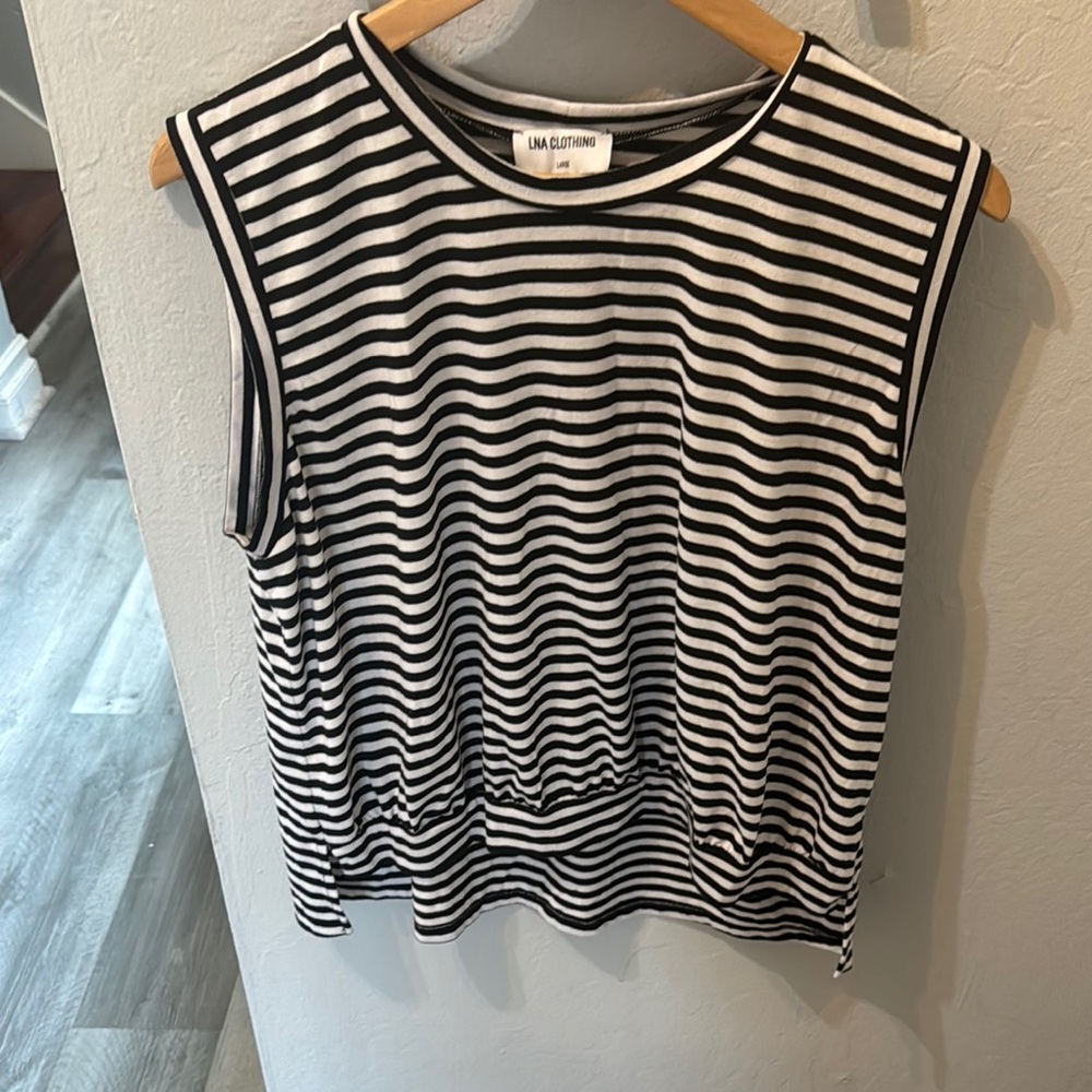 Black and White Striped Women's Top